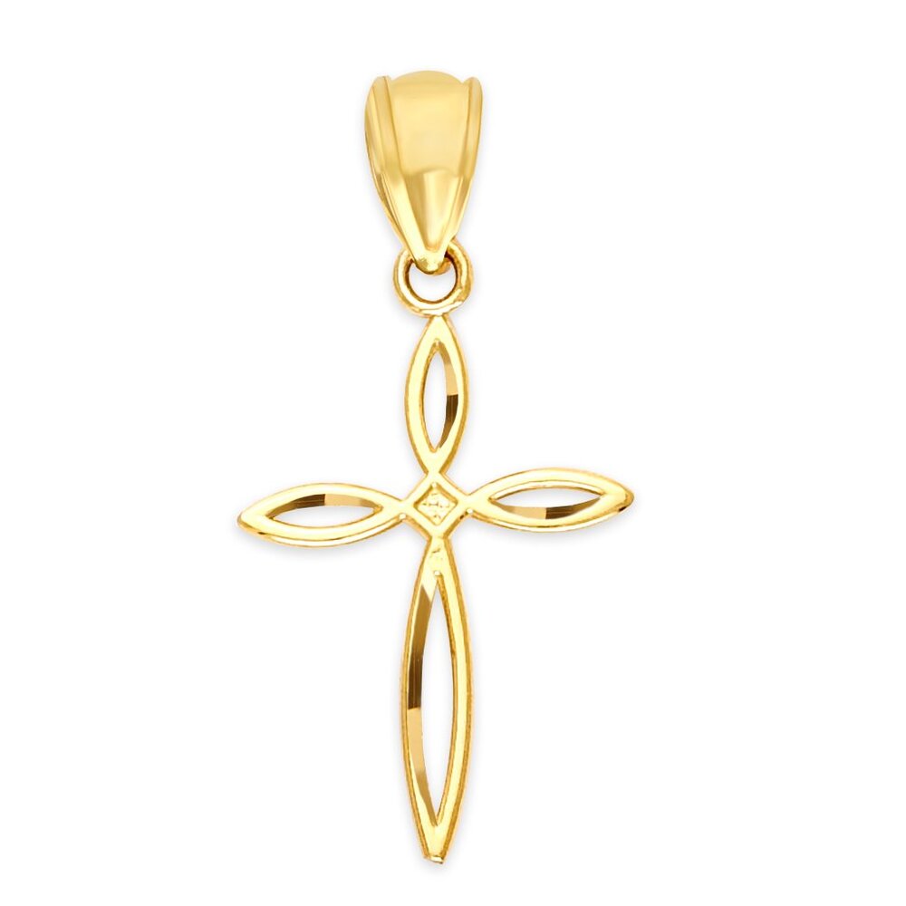 Solid 10k Gold Cross Pendant - Religious Jewelry Gifts for Women